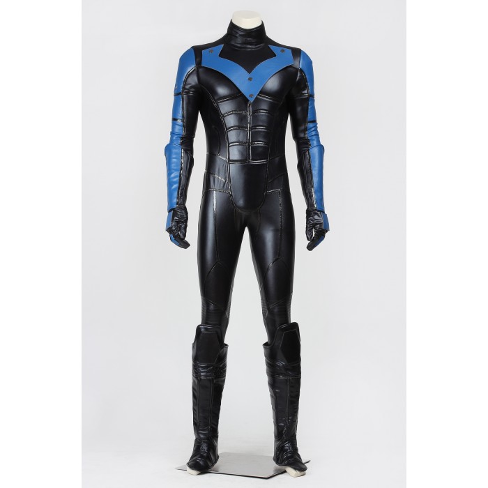 Nightwing Dick Grayson Cosplay Costume Artificial Leather Suit 3326