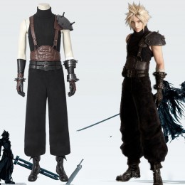 Final Fantasy VII RE Cloud Cosplay Costumes Brown Belts Edition 4543