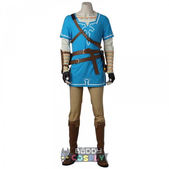 The Legend of Zelda Breath of the Wild Link Blue Tunic Cosplay Costume 3736