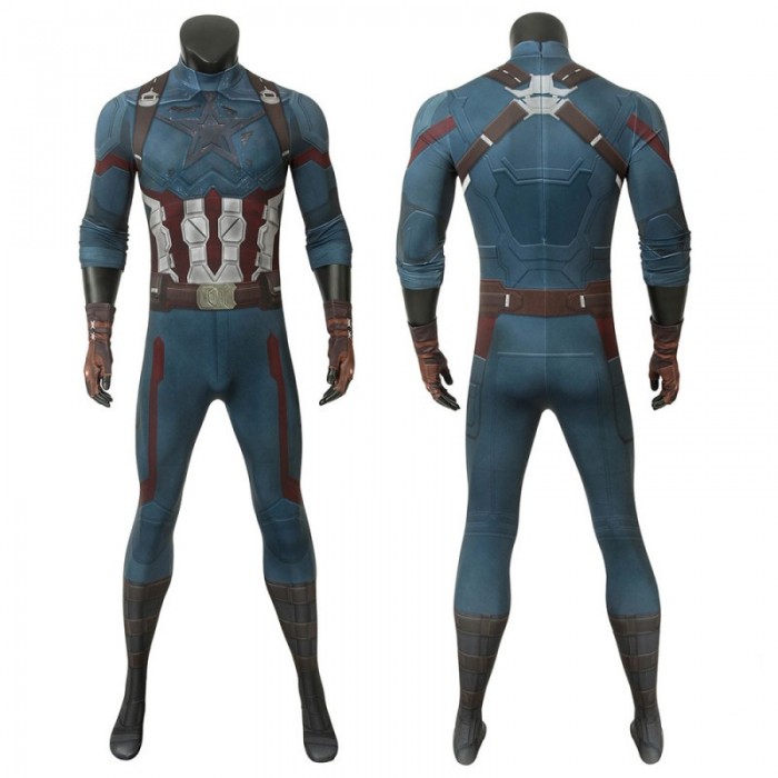 Avengers Endgame Captain America Cosplay Jumpsuit Costume Battlefield Damaged Painted J4194