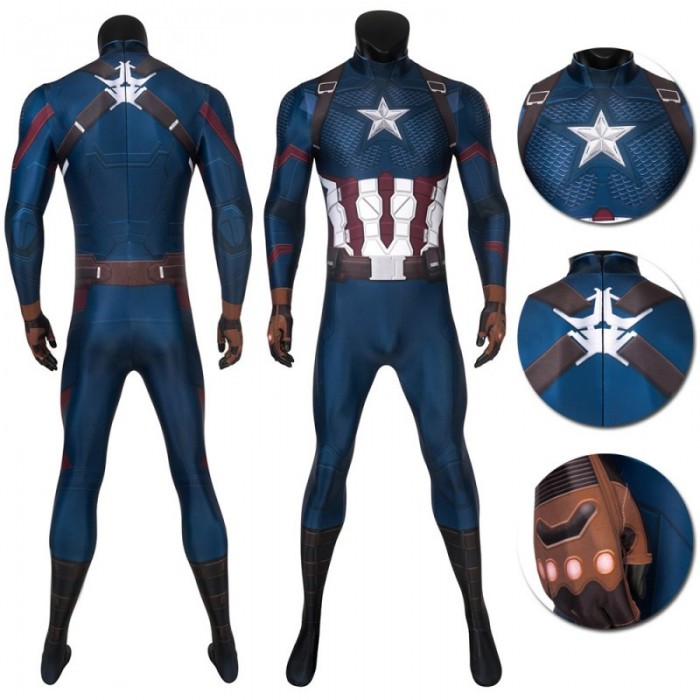 Avengers Endgame Captain America Steve Rogers Cosplay Printed Jumpsuit J4432