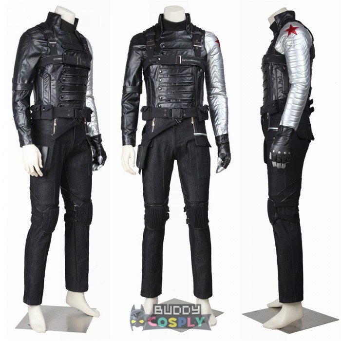 Winter Soldier Cosplay Costume Bucky Barnes Battle Suit Top Level 3376