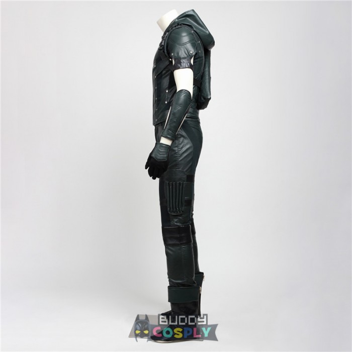 Green Arrow Season 4 Cosplay Costume Oliver Queen Artificial Leather Suit 3435