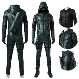 Arrow Season 5 Oliver Queen Cosplay Costume Faux Leather Edition 3435-1