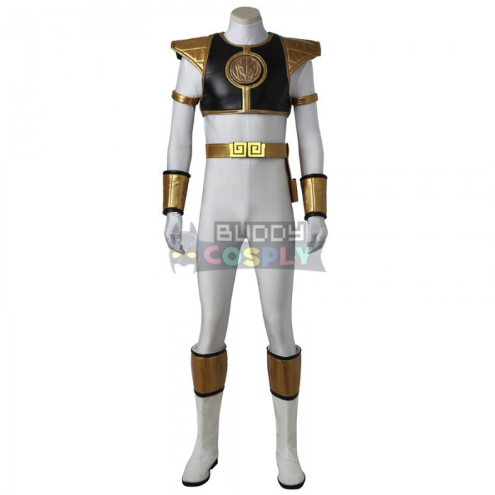 Mighty Morphin Power Rangers White Ranger Cosplay Costume Tommy Oliver Suit 3764