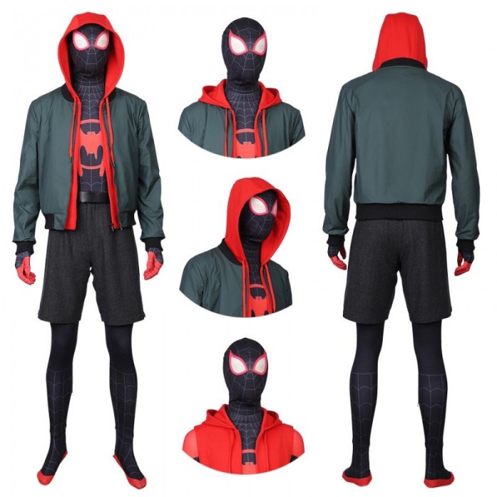 Spider Man Into The Spider Verse Cosplay Costumes Miles Morales Suit Top Level J4362