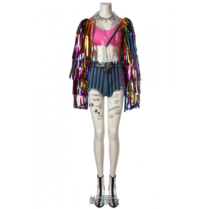 Harley Quinn Costume Birds of Prey Rainbow Cosplay Outfits Top Level 4486