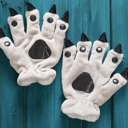 Unisex Grey Kigurumi Unisex Onesies Animal Hands Paw Flannel Cartoon Gloves