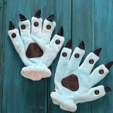 Unisex Sky blue Kigurumi Unisex Onesies Animal Hands Paw Flannel Cartoon Gloves