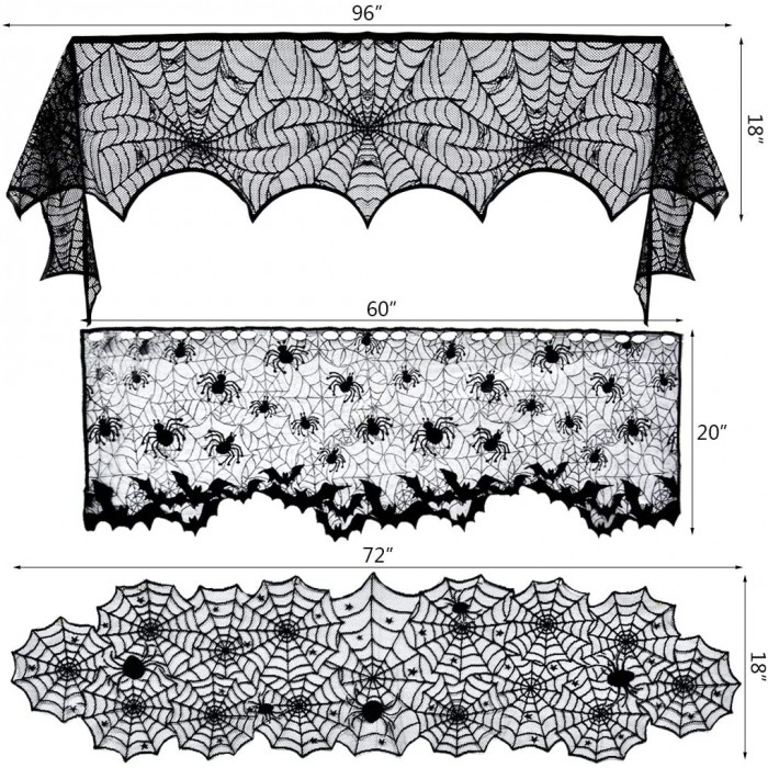 5 pack Halloween Decorations Tablecloth Runner Spider Cobweb