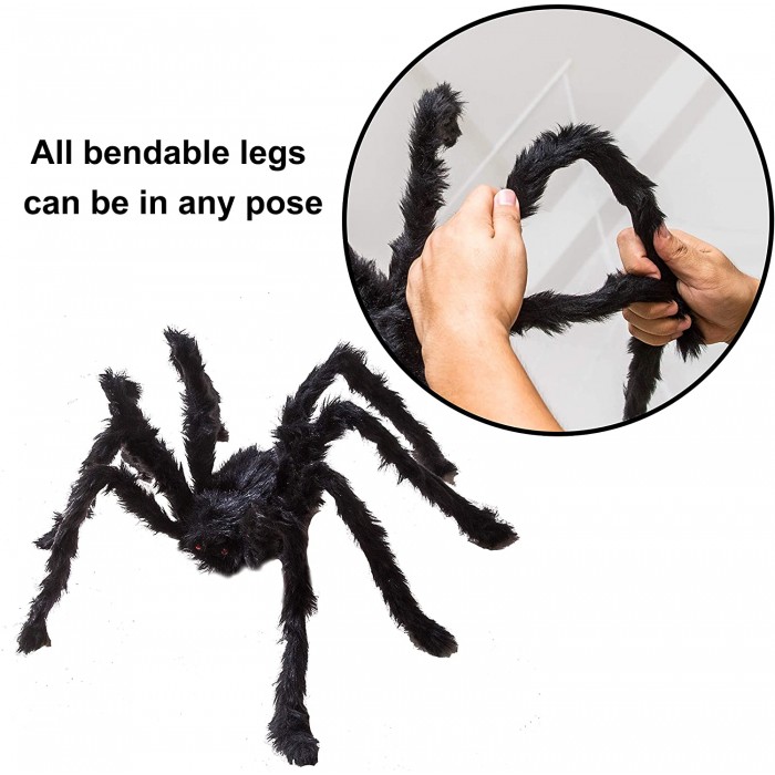 Four Halloween Realistic Hairy Spiders Set
