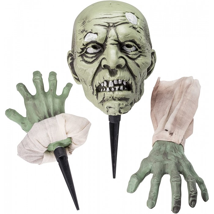 Zombie Face and Arm Lawn Halloween Graveyard Decorations