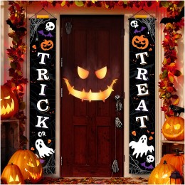 Front Door Trick or Treat Banner Hanging Halloween Porch Decorations