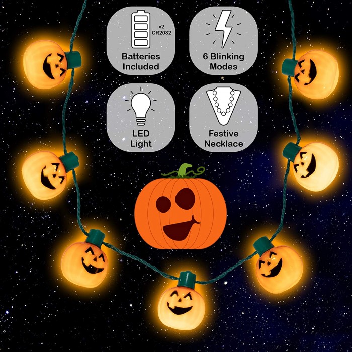 LED Halloween Pumpkin Lantern Necklace