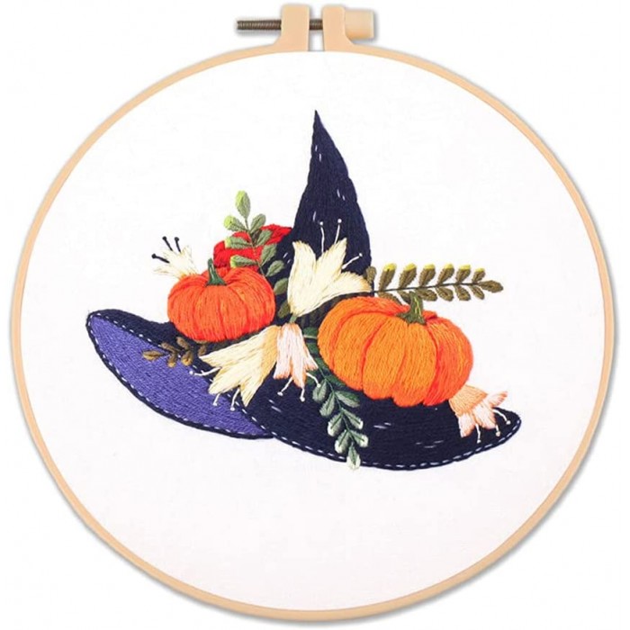4 Sets Halloween Embroidery Kit Embroidery Crafts with Instructions for Adults