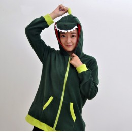 Green Dinosaur Animal Kigurumi Fleece Hoodie Coat Jacket-Animal Kigurumi Coat Adult