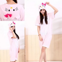 Pink KT Cat Pajamas Hoodie Costume Kigurumi Onesie