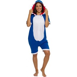 Blue Dinosaur Pajamas Animal Onesies Hoodie Kigurumi Short Sleeve-Kigurumi Onesie Pajama For Adult In Summer