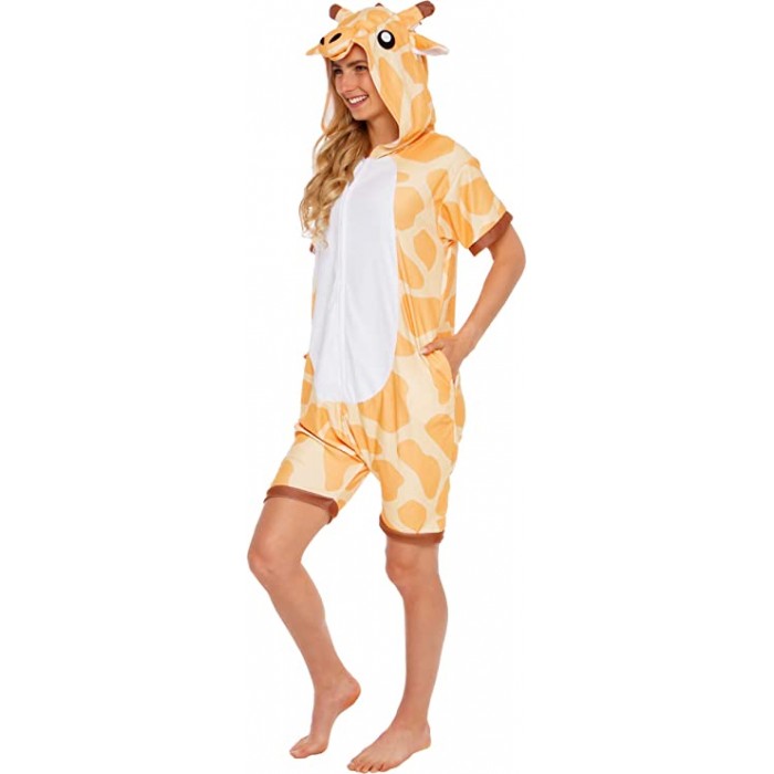 Giraffe Pajamas Animal Onesies Costume Kigurumi Short Sleeve-Kigurumi Onesie Pajama For Adult In Summer