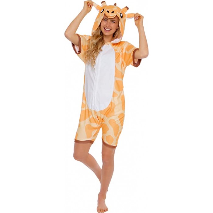 Giraffe Pajamas Animal Onesies Costume Kigurumi Short Sleeve-Kigurumi Onesie Pajama For Adult In Summer
