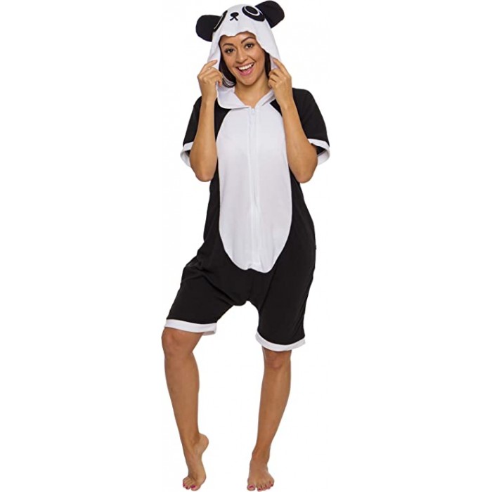 Panda Pajamas Animal Onesies Hoodie Kigurumi Short Sleeve Costume-Kigurumi Onesie Pajama For Adult In Summer