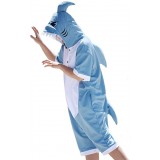 Blue Shark Pajamas Animal Onesies Hoodie Kigurumi Short Sleeve Costume-Kigurumi Onesie Pajama For Adult In Summer