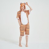 Tiger Kigurumi Animal Onesiess Cosplay Costumes Pajamas Short Sleeve-Kigurumi Onesie Pajama For Adult In Summer