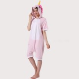 Pink Unicom Kigurumi Onesiess Short Sleeves Pajama Costume-Kigurumi Onesie Pajama For Adult In Summer