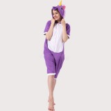 Purple Unicom Kigurumi Onesiess Short Sleeves Pajama Costume-Kigurumi Onesie Pajama For Adult In Summer