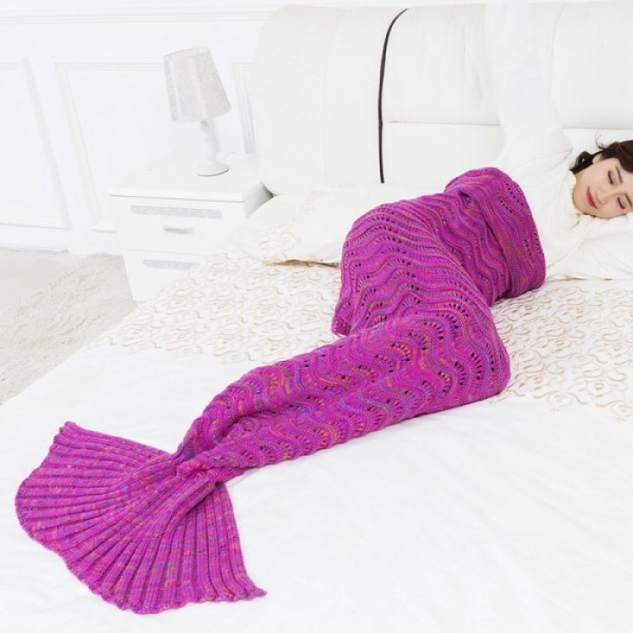 Unisex Handmade Mermaid Tail Blanket 100% Knitting Polyster Style01