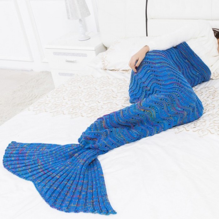 Unisex Handmade Mermaid Tail Blanket 100% Knitting Polyster Style03
