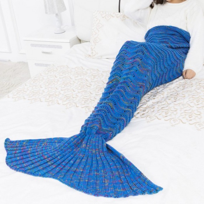 Unisex Handmade Mermaid Tail Blanket 100% Knitting Polyster Style03