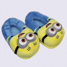Unisex Yellow Blue Two eyes Despicable Me Minion Plush Stuffed Slippers Shoes