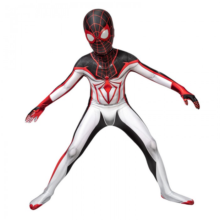 Spider-Man TRACK Suit White Spiderman Miles Morales Cosplay Costume ...