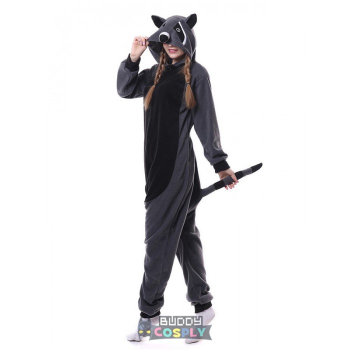 Gray Raccoon Panda Onesies Pajama