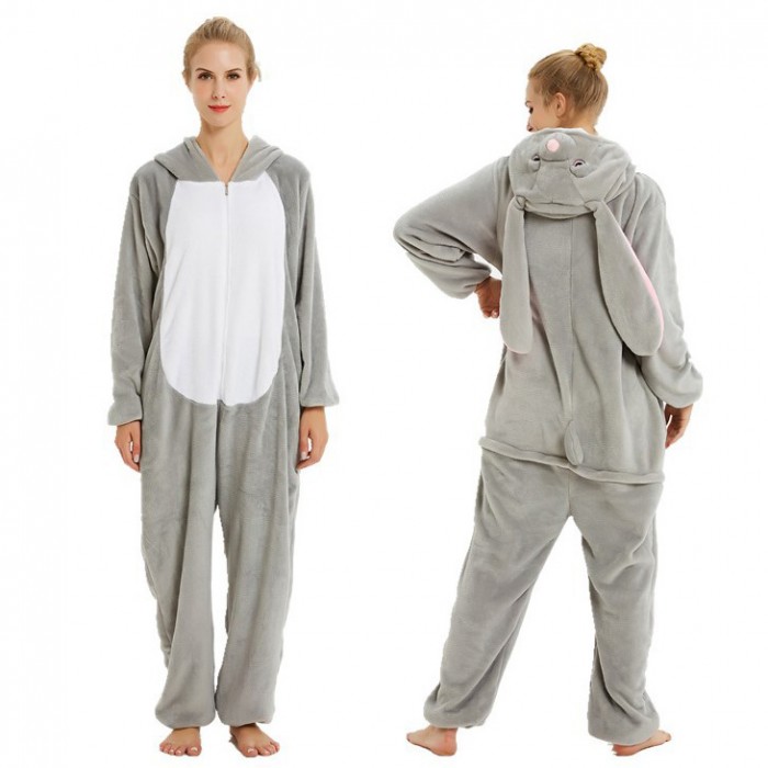 Grey Bunny Pajamas Animal Onesies