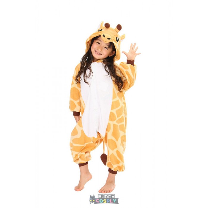 Kids Cartoon Giraffe Animal Onesiess Pajamas Costume