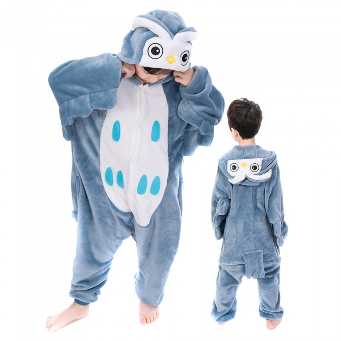 Animal Kigurumi Blue Owl Onesies Pajamas